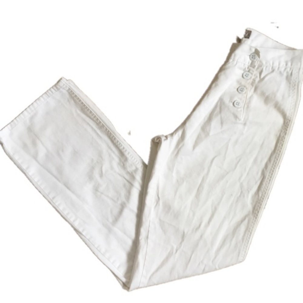 White Unique Girl High Waisted Sailor Pants
